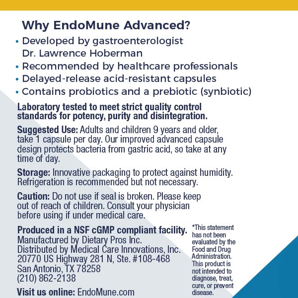 EndoMune Adult Probiotic Usage Label